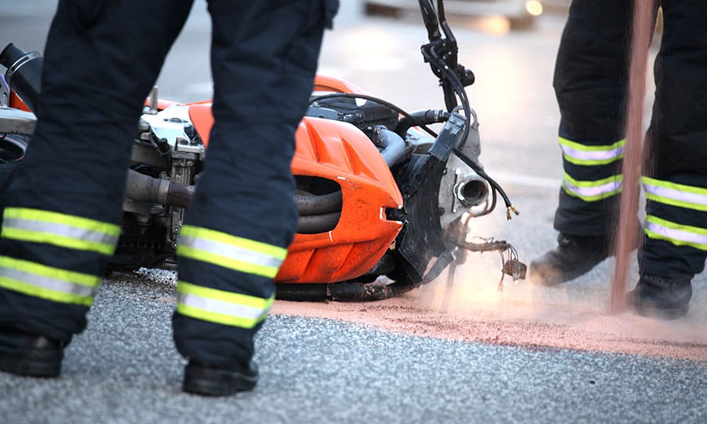 emergency responders at a motorcycle accident in Houston, TX